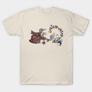 WEIRD MEDIEVAL BESTIARY WAR Between Snails and Killer Rabbit Riding Lion T-Shirt